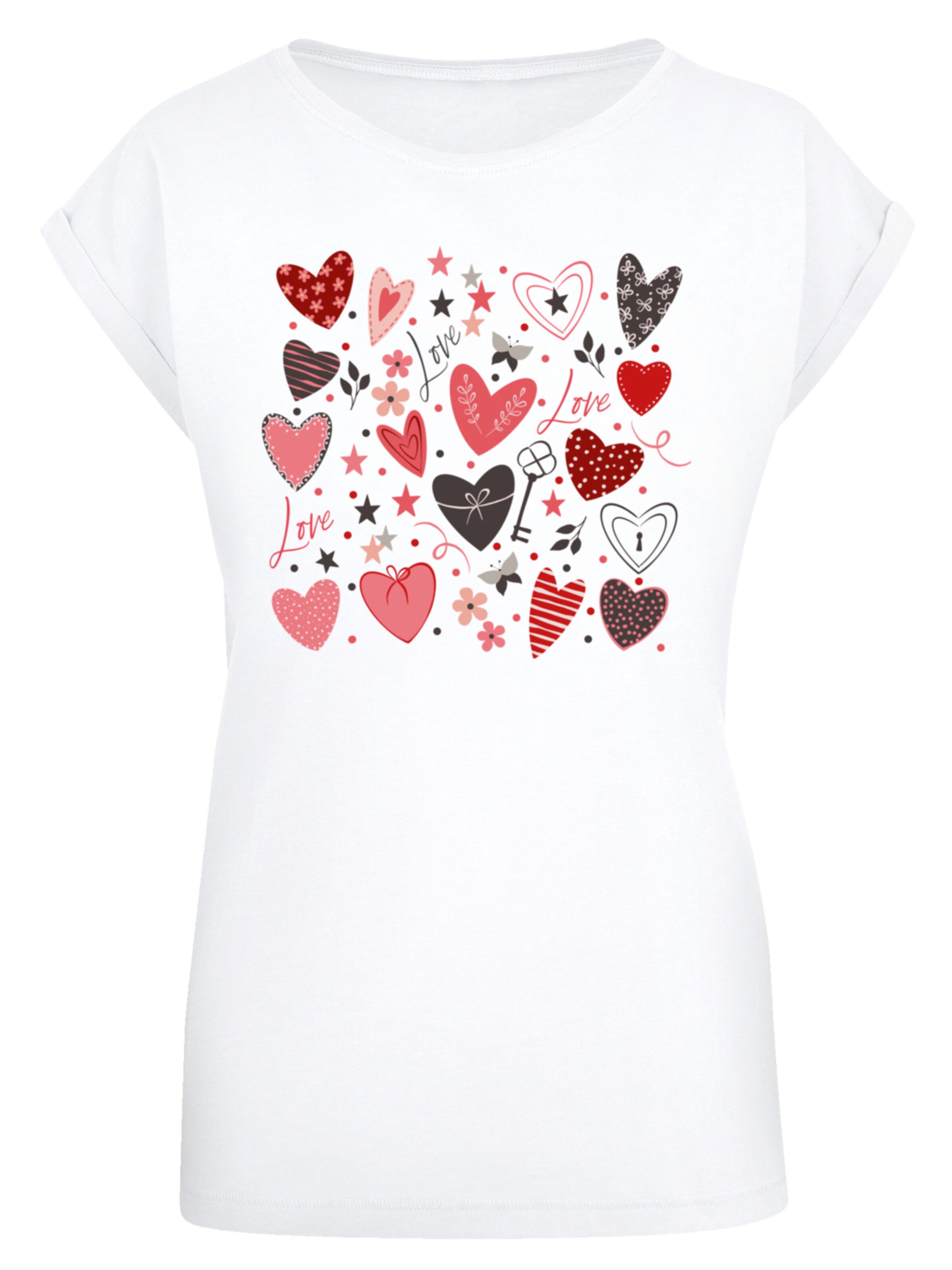 T-shirt 'Cute Herzen Variety Valentinstag' F4NT4STIC en blanc : devant