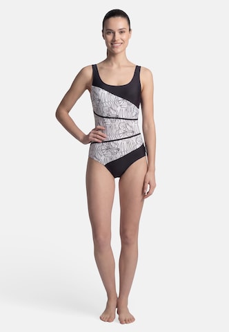 BECO the world of aquasports Badeanzug 'Flower Lines' in Schwarz
