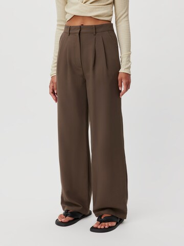 LeGer by Lena Gercke Loose fit Pleat-Front Pants 'Elena' in Brown: front