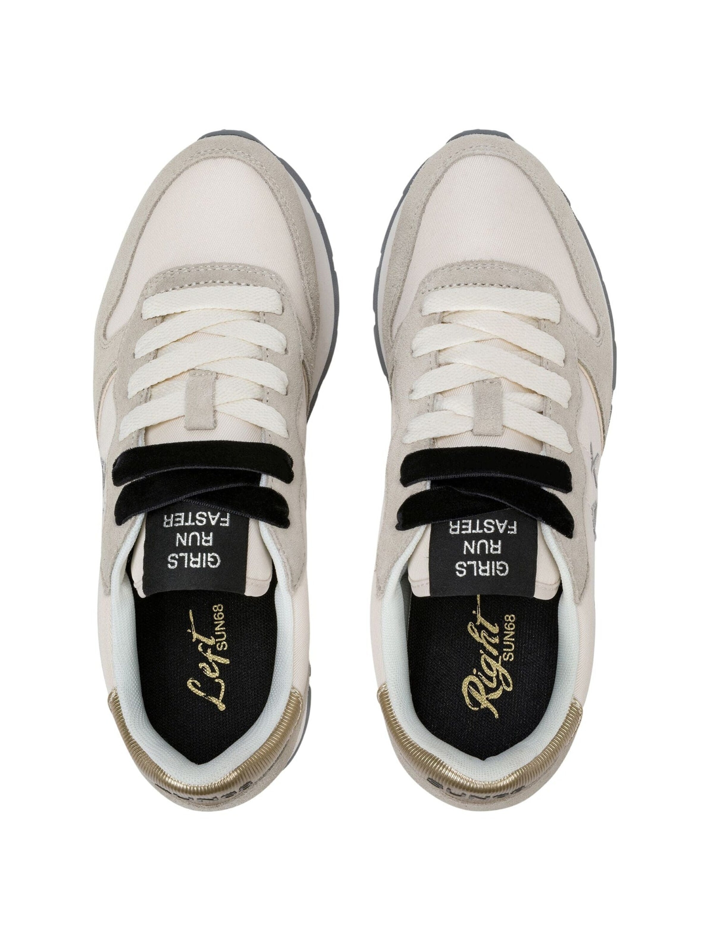 SUN68 Platform trainers 'Ally Gold Silver sneakers in cream white suede and nylon' in White