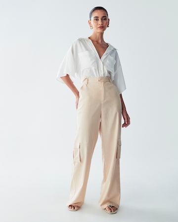 St MRLO Wide leg Cargo trousers 'Jenae' in Beige: front