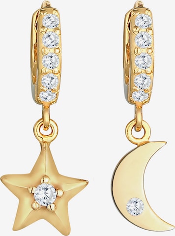 ELLI Ohrringe Creole, Halbmond, Sterne in Gold: Vorderseite