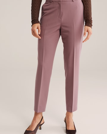 WE Fashion Úzky strih Nohavice s pukmi - Ružová