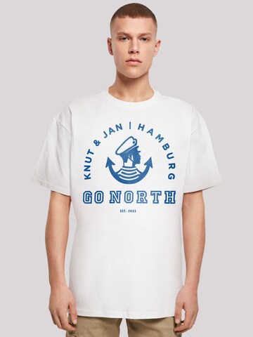 T-Shirt 'Go North Knut & Jan Hamburg Logo Knut & Jan Hamburg' F4NT4STIC en blanc : devant