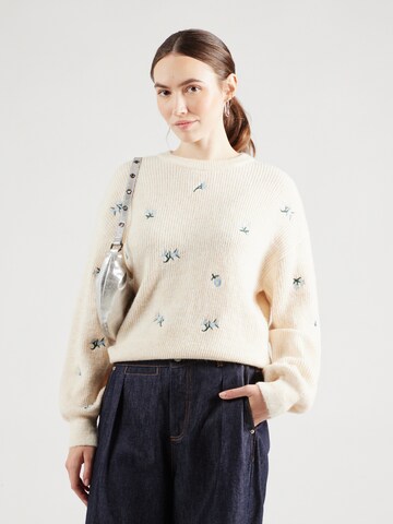 YAS Pullover 'YASFleur' in Beige: Vorderseite