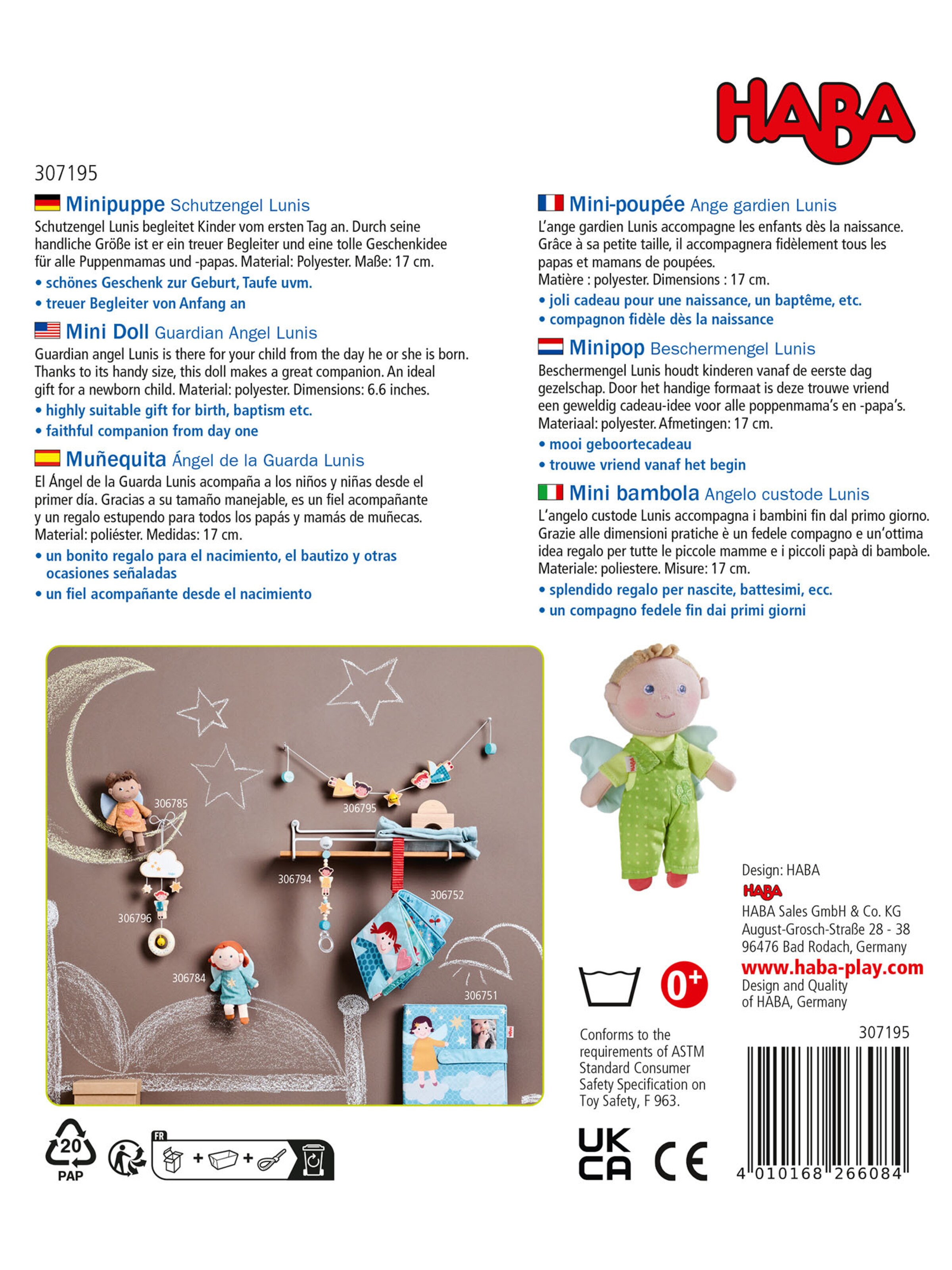 HABA Knuffels ' Schutzengel Lunis ' in Groen