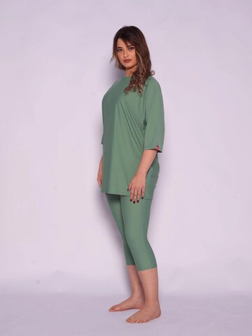 MYKINY BRAND High neck Swimsuit 'Majda semi-burkini Pistache Green' in Green