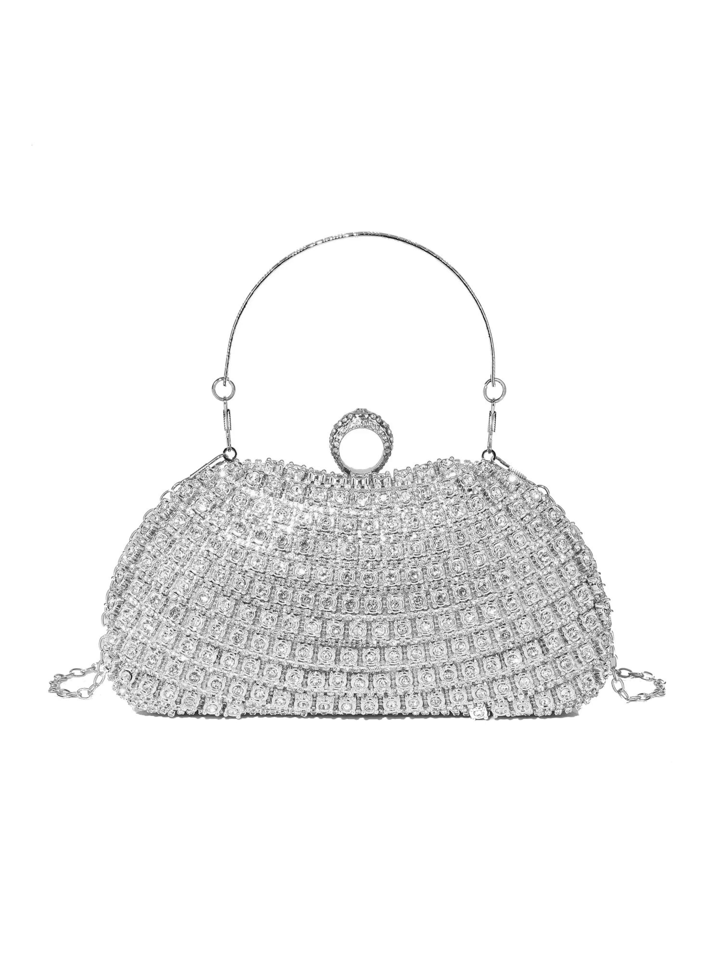 Tomshop24-7 Clutch 'Diamond' in Silver: front