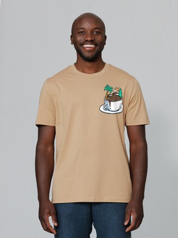 Watapparel Shirt 'Coffee Waves' in Beige: voorkant