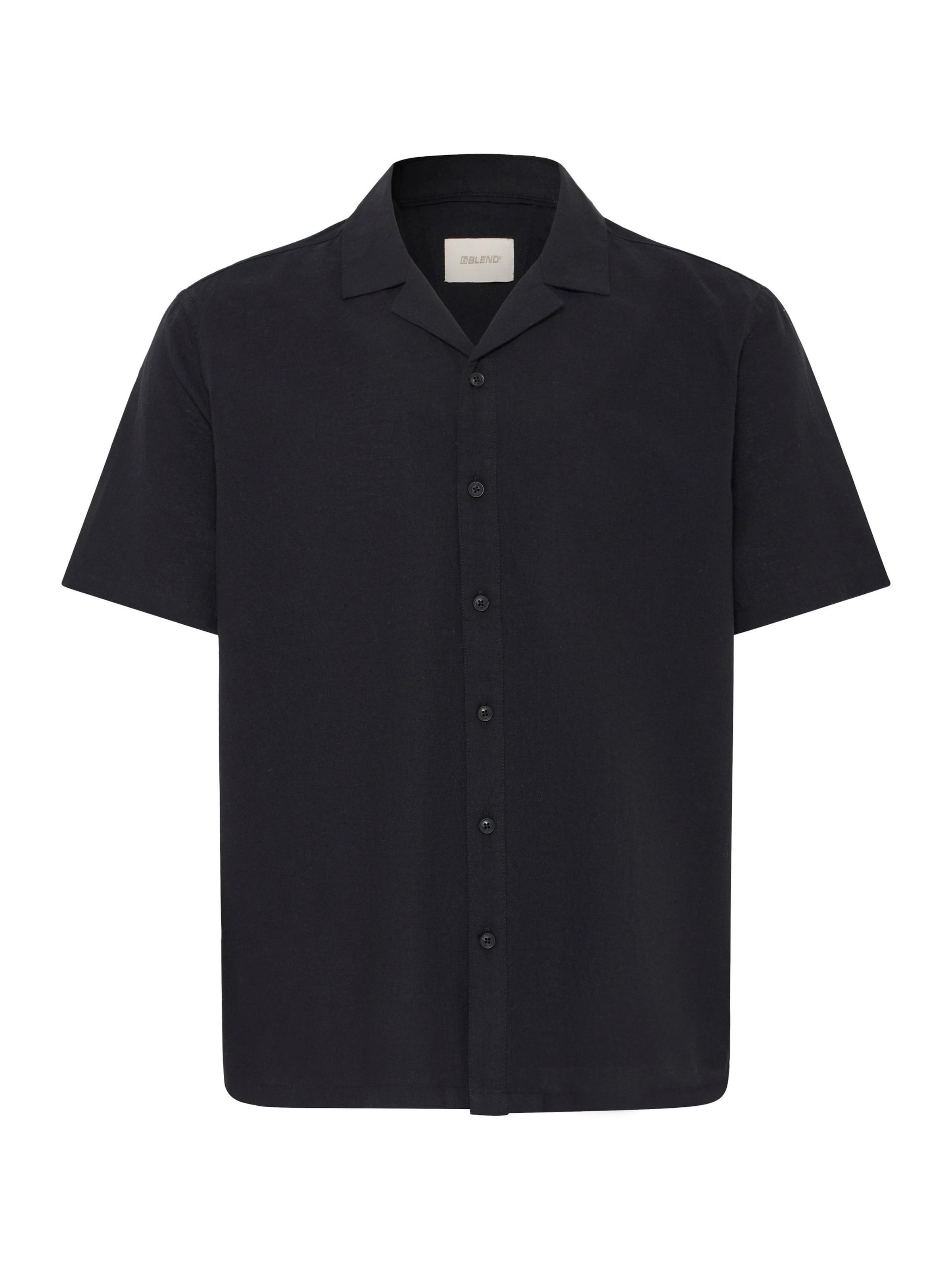 BLEND Button Up Shirt ' BHAban Cuba Linen Mix ' in Black: front