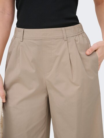 ONLY Loose fit Pleat-front trousers 'ONLZora' in Beige