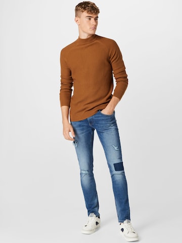 TOM TAILOR DENIM Sweater in Brown