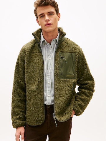 TOMMY HILFIGER Fleecejakke i grøn: forside