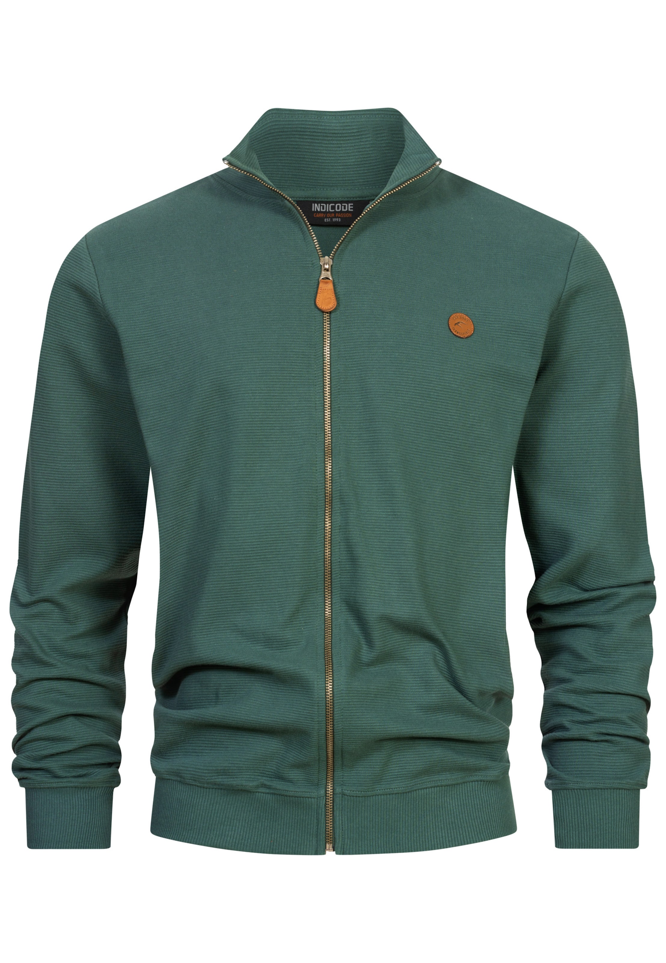 INDICODE JEANS Zip-Up Hoodie 'Guadalupe' in Green: front