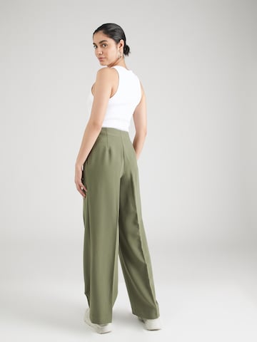 MSCH COPENHAGEN Wide leg Trousers with creases 'Barbine' in Green