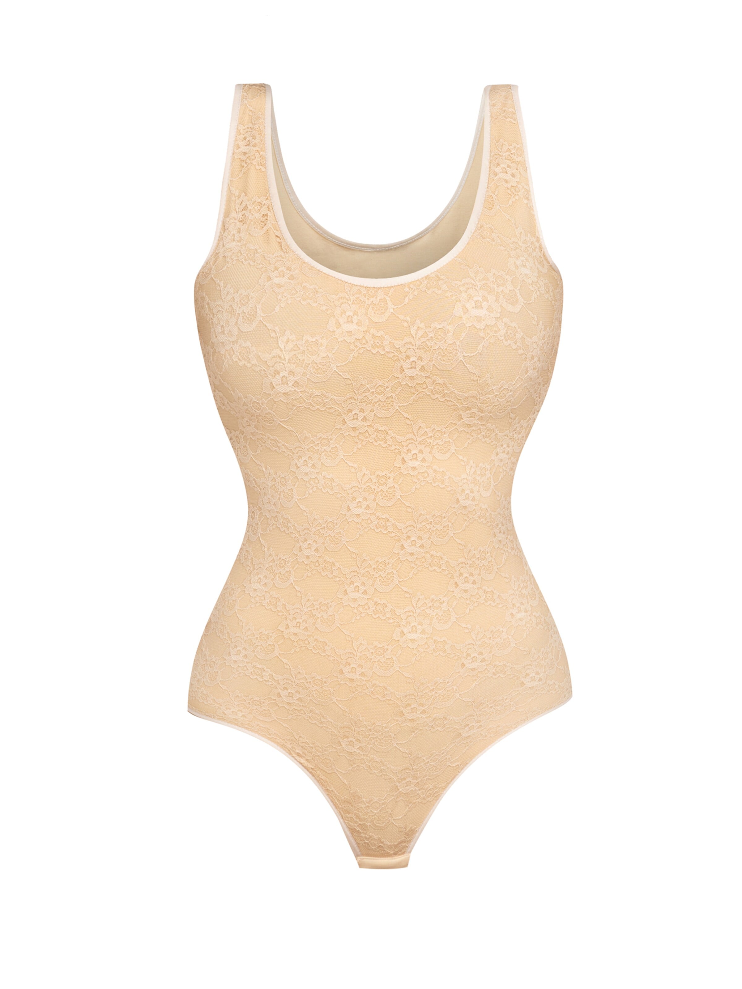 JIORO Blusbody 'ESSENTIALS' i beige: framsida