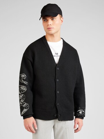 TOPMAN Knit cardigan 'End Of Days' in Black: front