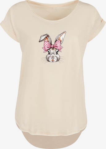 F4NT4STIC T-Shirt 'Niedlicher Hase mit Schleife' in Beige: Vorderseite