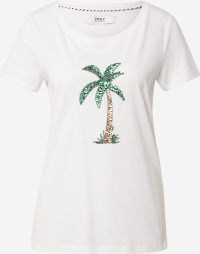 ONLY Camiseta 'KITA' en marrón claro / verde hierba / blanco, Vista del producto