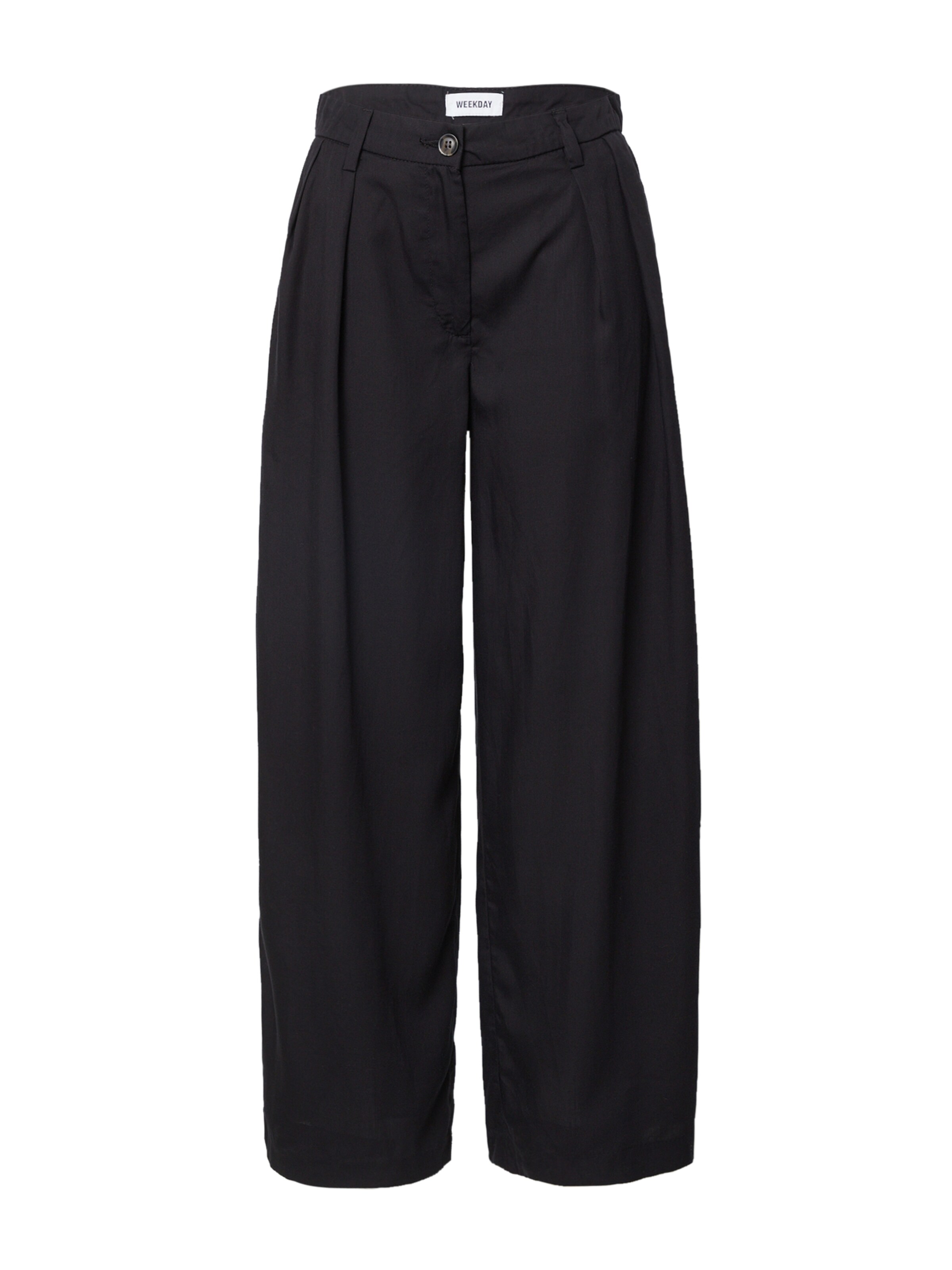 WEEKDAY Voltidega püksid 'Hazel', värv must: eest vaates