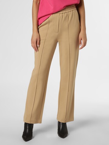 Ipuri Boot cut Pleated Pants in Beige: front