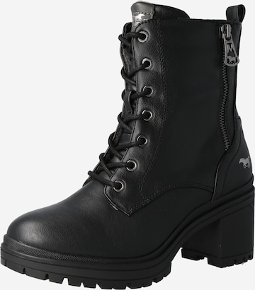 MUSTANG Lace-Up Ankle Boots in Black: front