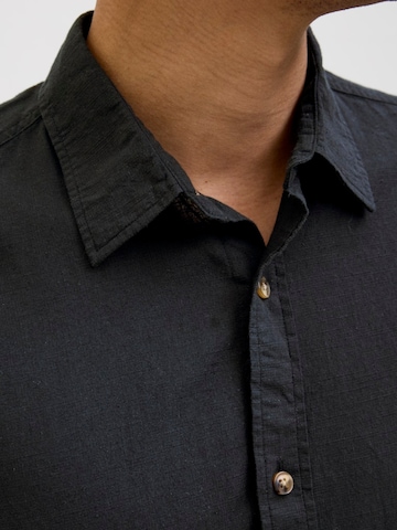 JACK & JONES Slim Fit Hemd 'JJESUMMER SHIRT LS'‌ in Schwarz
