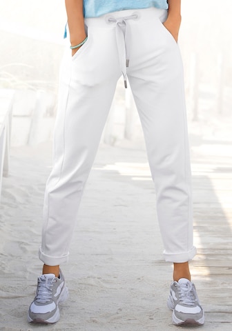 Elbsand Tapered Pants in White: front