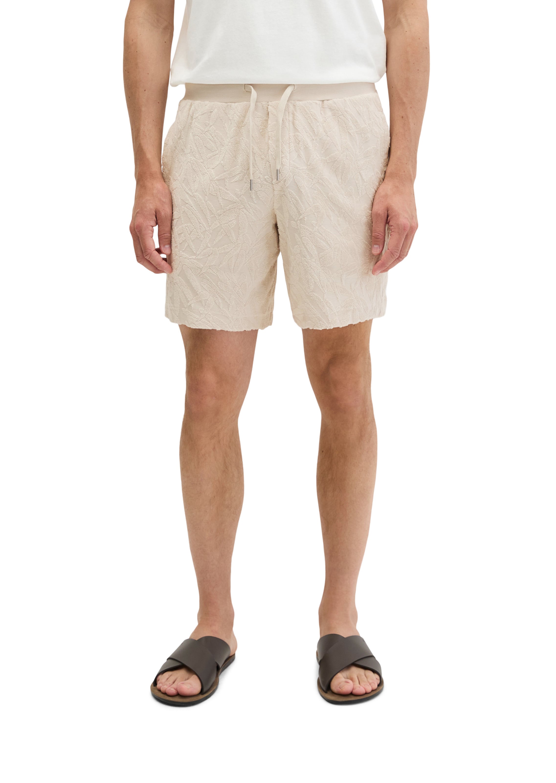 Marc O'Polo Regular Pants ' mit weichem Frottee-Blattmuster ' in Beige: front