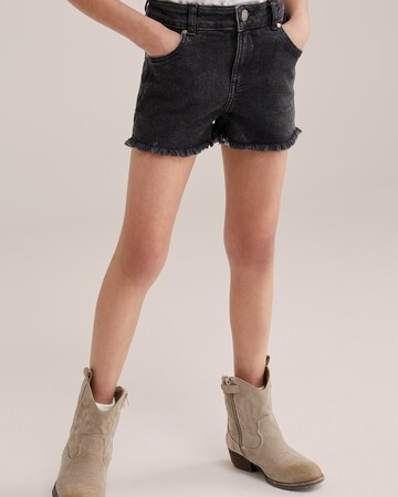 WE Fashion - Slimfit Vaquero en negro: frente