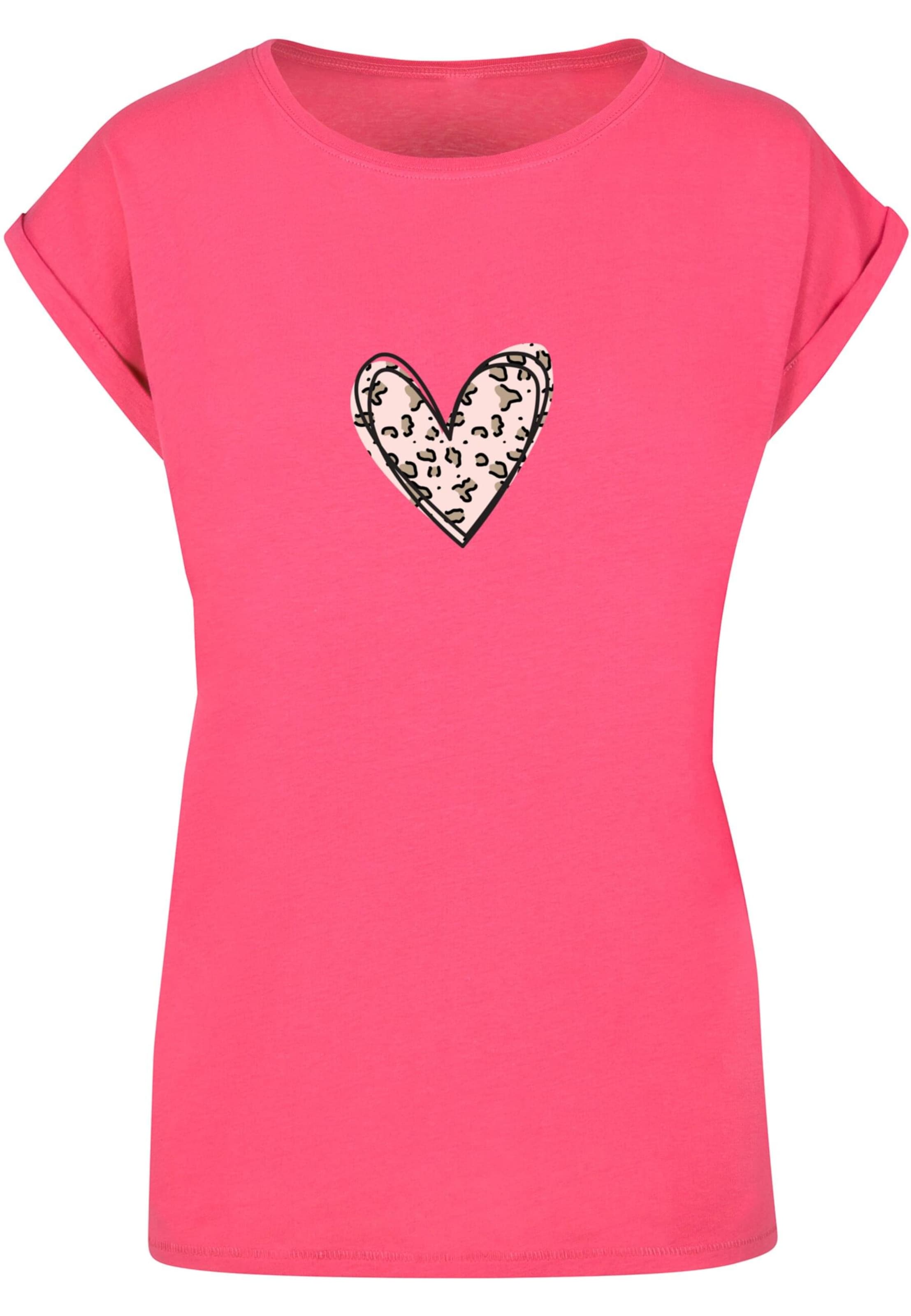 Merchcode Shirt 'Valentines Day - Leopard Heart' in Pink: Vorderseite