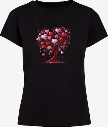 T-shirt 'Herz Baum Aquarell Druck' F4NT4STIC en noir : devant