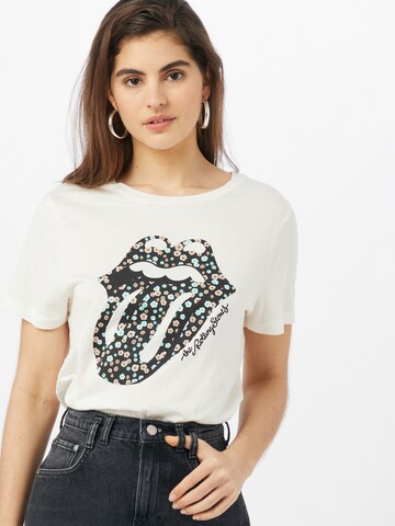 CATWALK JUNKIE Shirts 'ROLLING STONES FLOWER PARTY' i hvid: forside