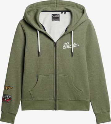 Superdry Zip-Up Hoodie in Green: front