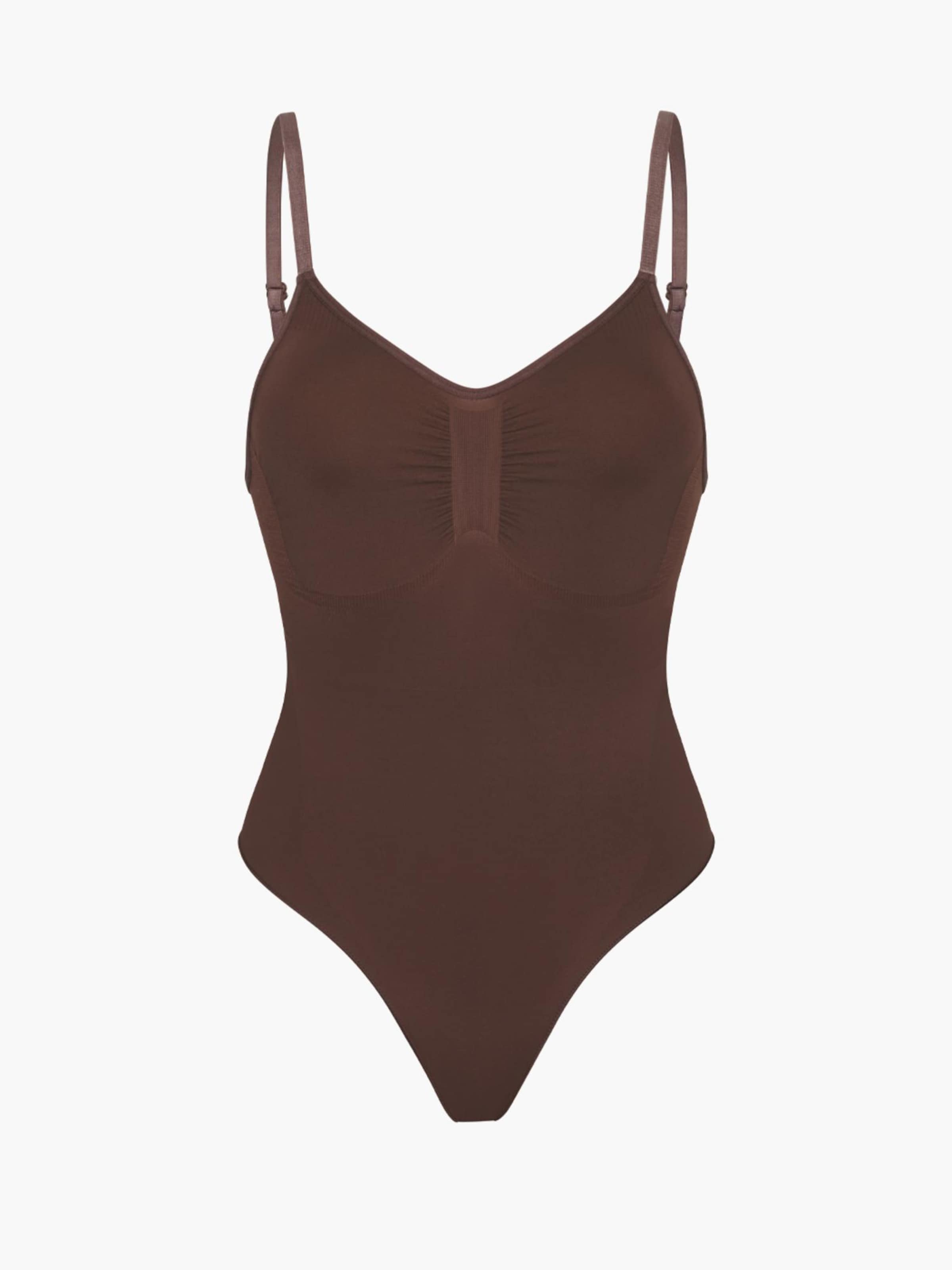 cfab (formerly creamy fabrics) Shapingbody 'Bodysuit Sculpting Shapewear mit Slip' in Bruin: voorkant