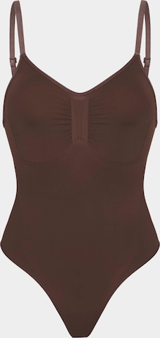 cfab (formerly creamy fabrics) Shapingbody 'Bodysuit Sculpting Shapewear mit Slip' in Bruin: voorkant