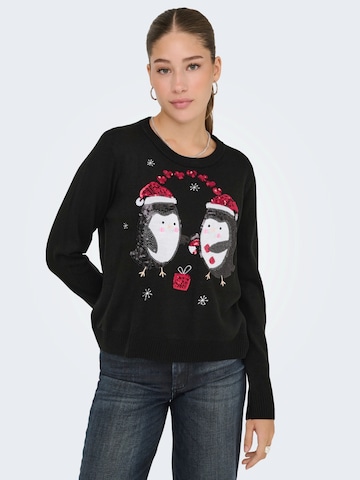 ONLY Свитер 'ONLXMAS SHINE' в Черный: спереди