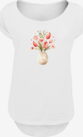 T-shirt 'Rosa Frühlingsblumenstrauß In Vase' F4NT4STIC en blanc : devant