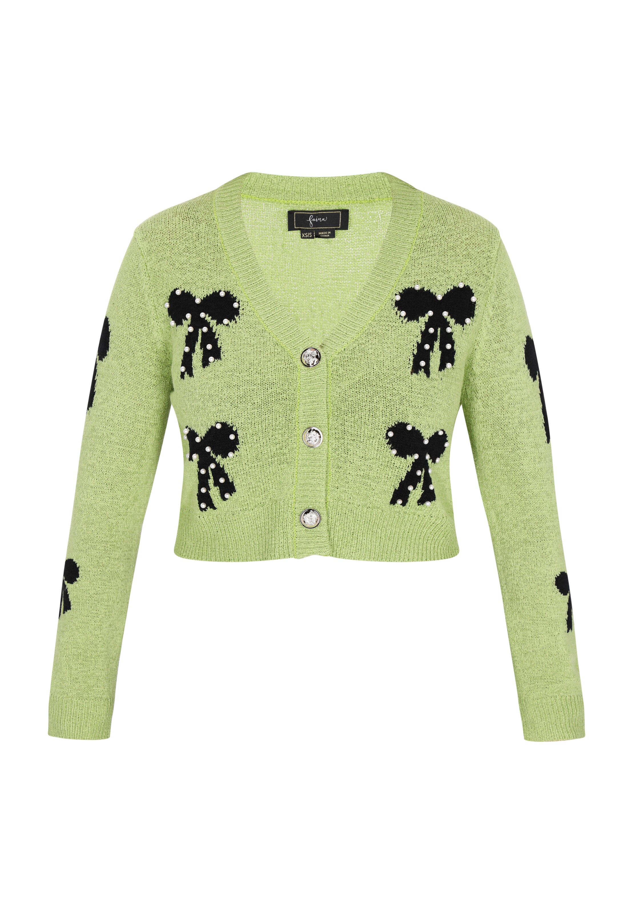 faina Cardigan i lysegrøn / sort, Produktvisning