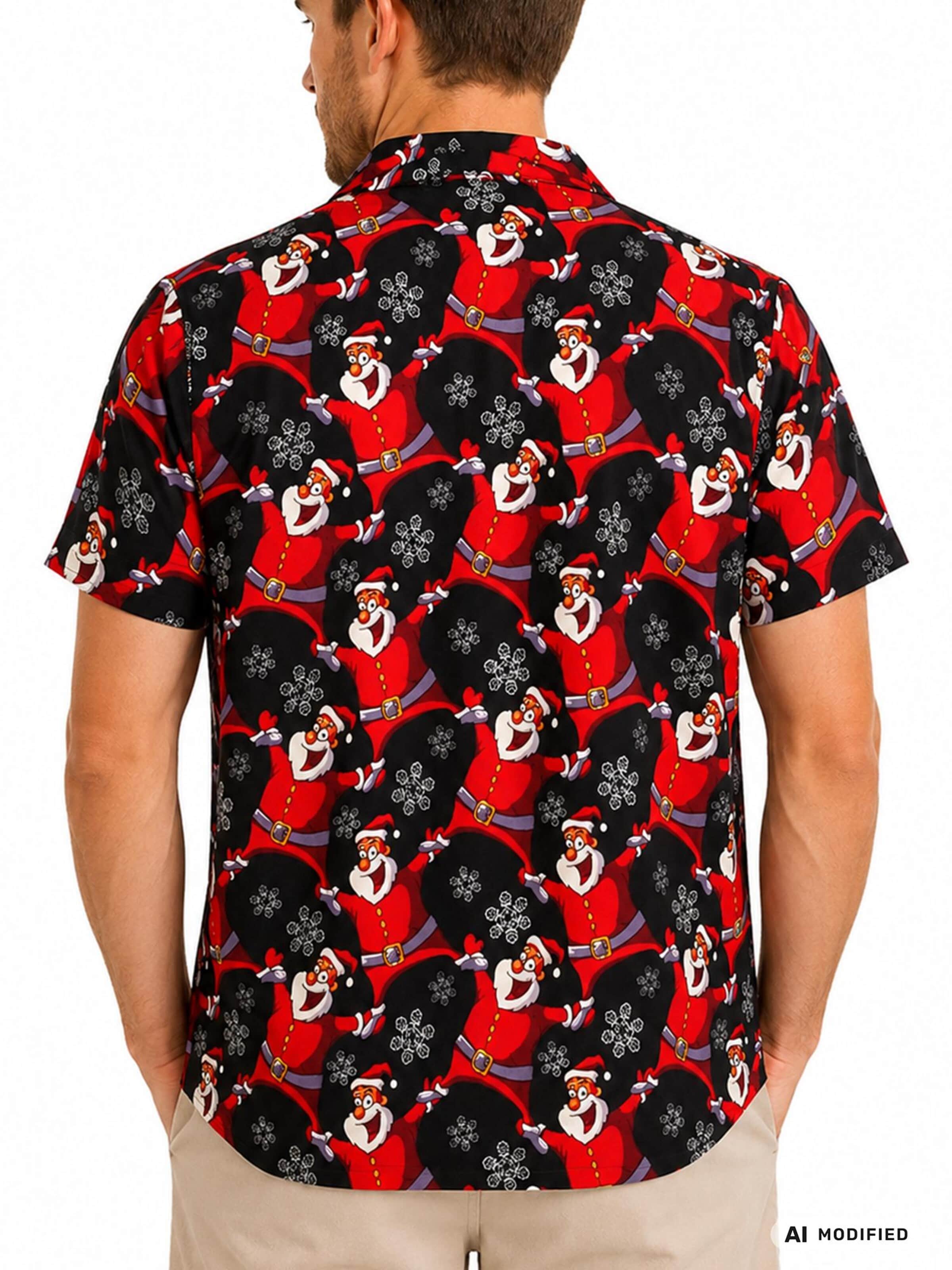 Coupe regular Chemise 'Christmas Laughing Santa' King Kameha en noir