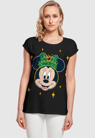 ABSOLUTE CULT Shirt 'Minnie Mouse - Happy Christmas' in Zwart: voorkant
