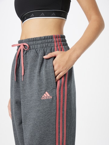 ADIDAS SPORTSWEAR Tapered Workout Pants 'Essentials Studio Lounge 3-Stripes' in Grey