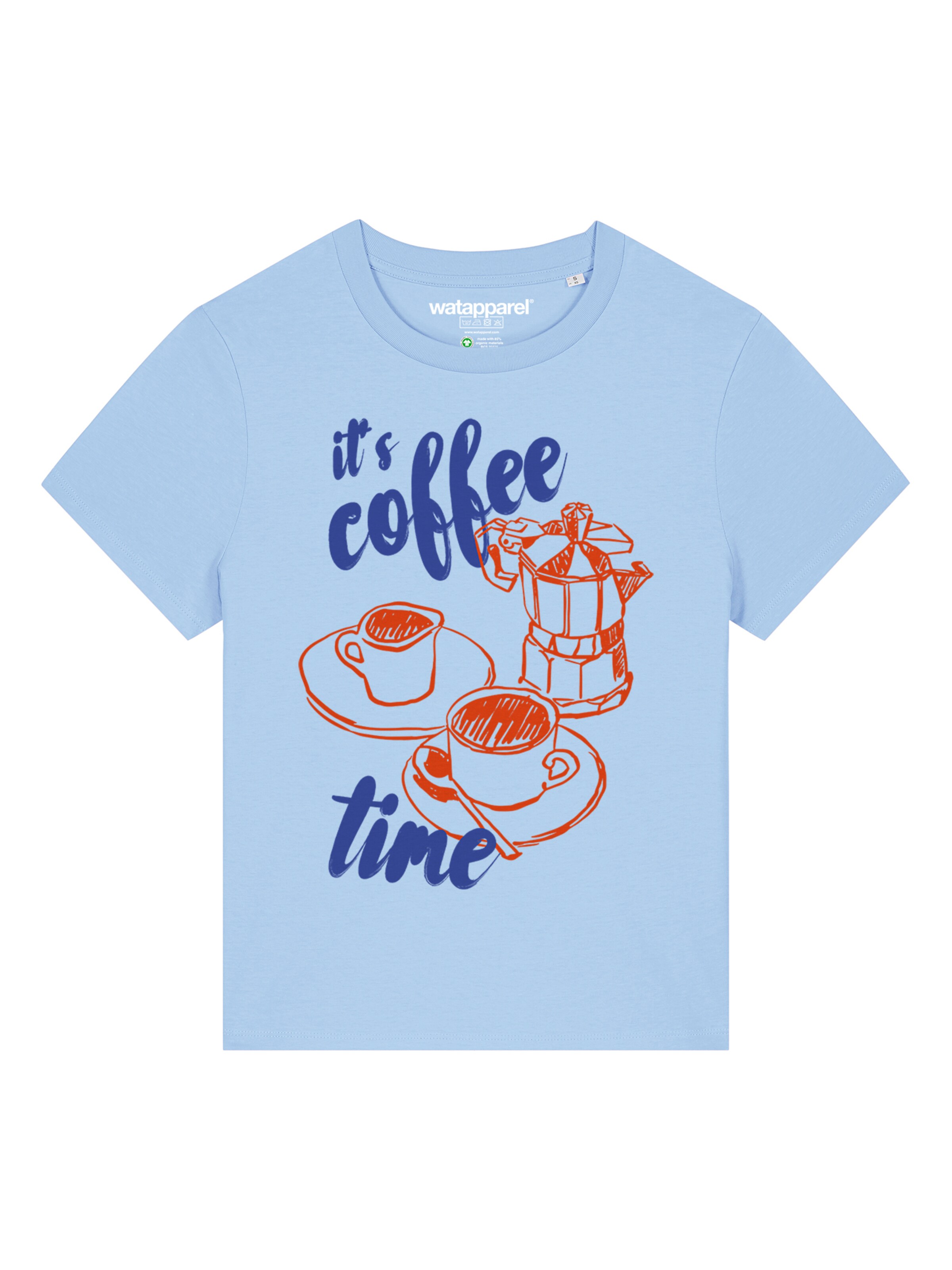 Watapparel Shirt 'Its Coffee Time' in Blauw: voorkant