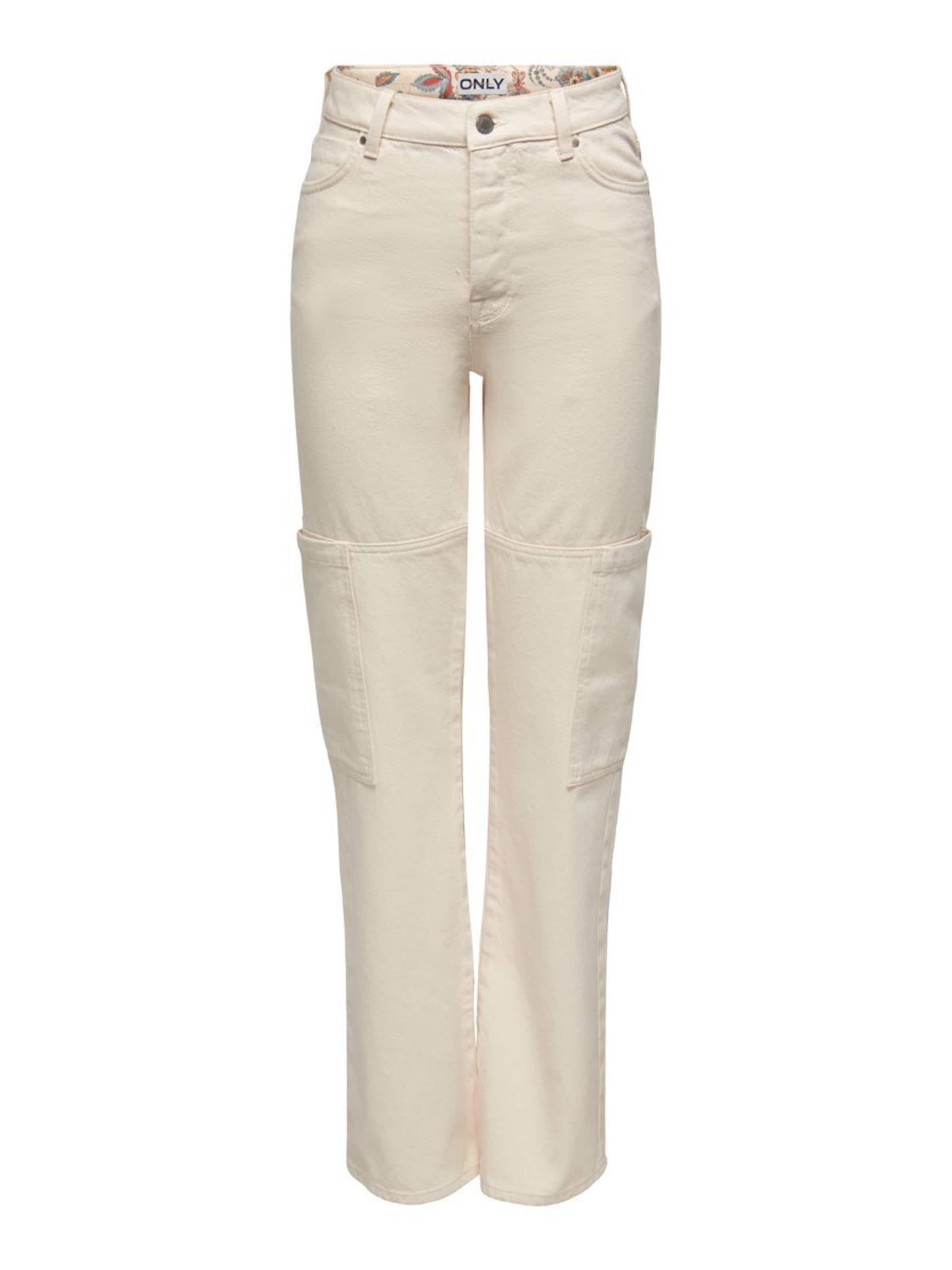 ONLY Loosefit Cargojeans 'Camille' in Beige: voorkant
