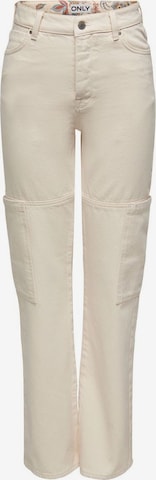 ONLY Loosefit Cargojeans 'Camille' in Beige: voorkant