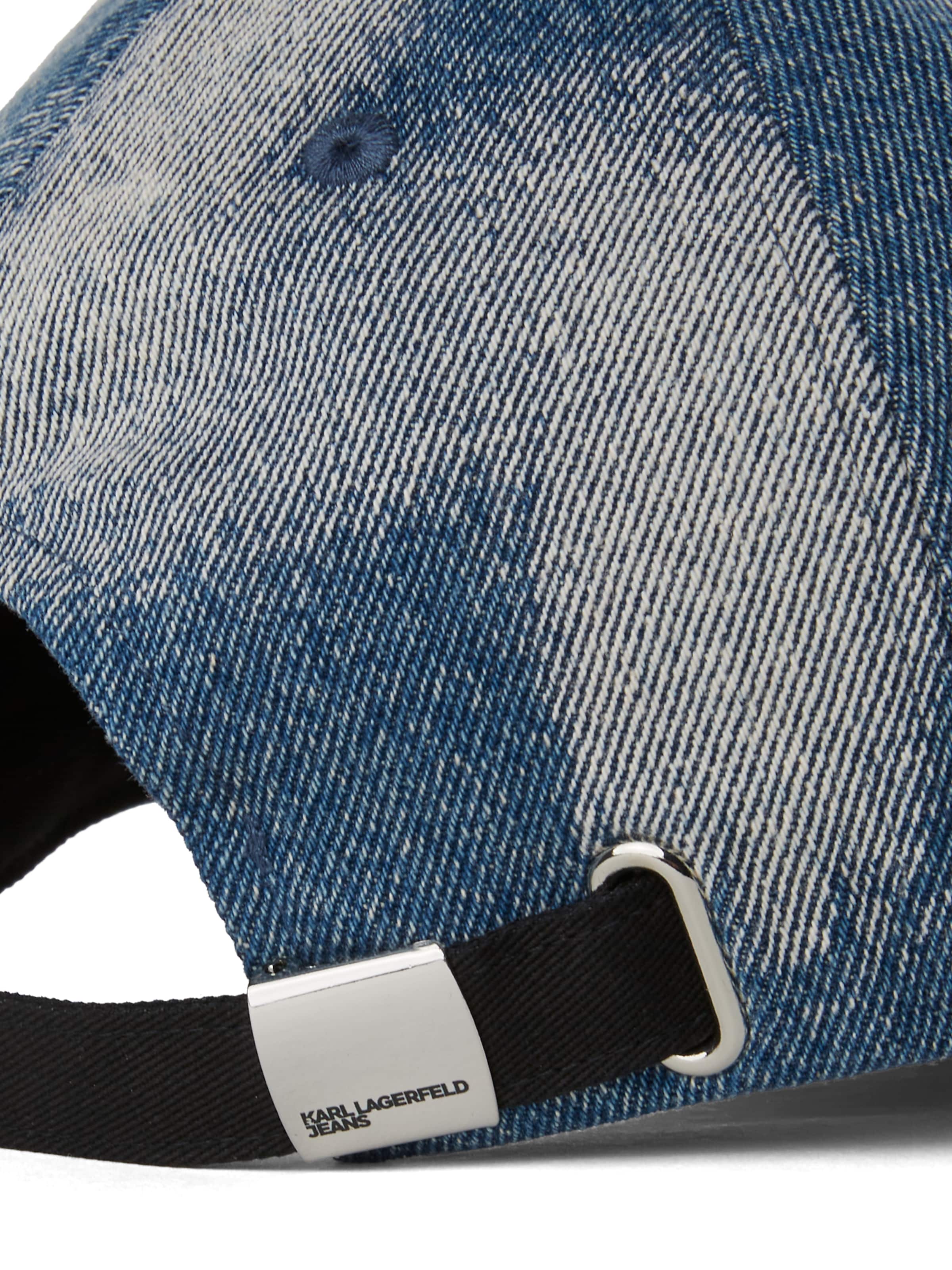 KARL LAGERFELD JEANS Čepice 'BLEACHED' – modrá