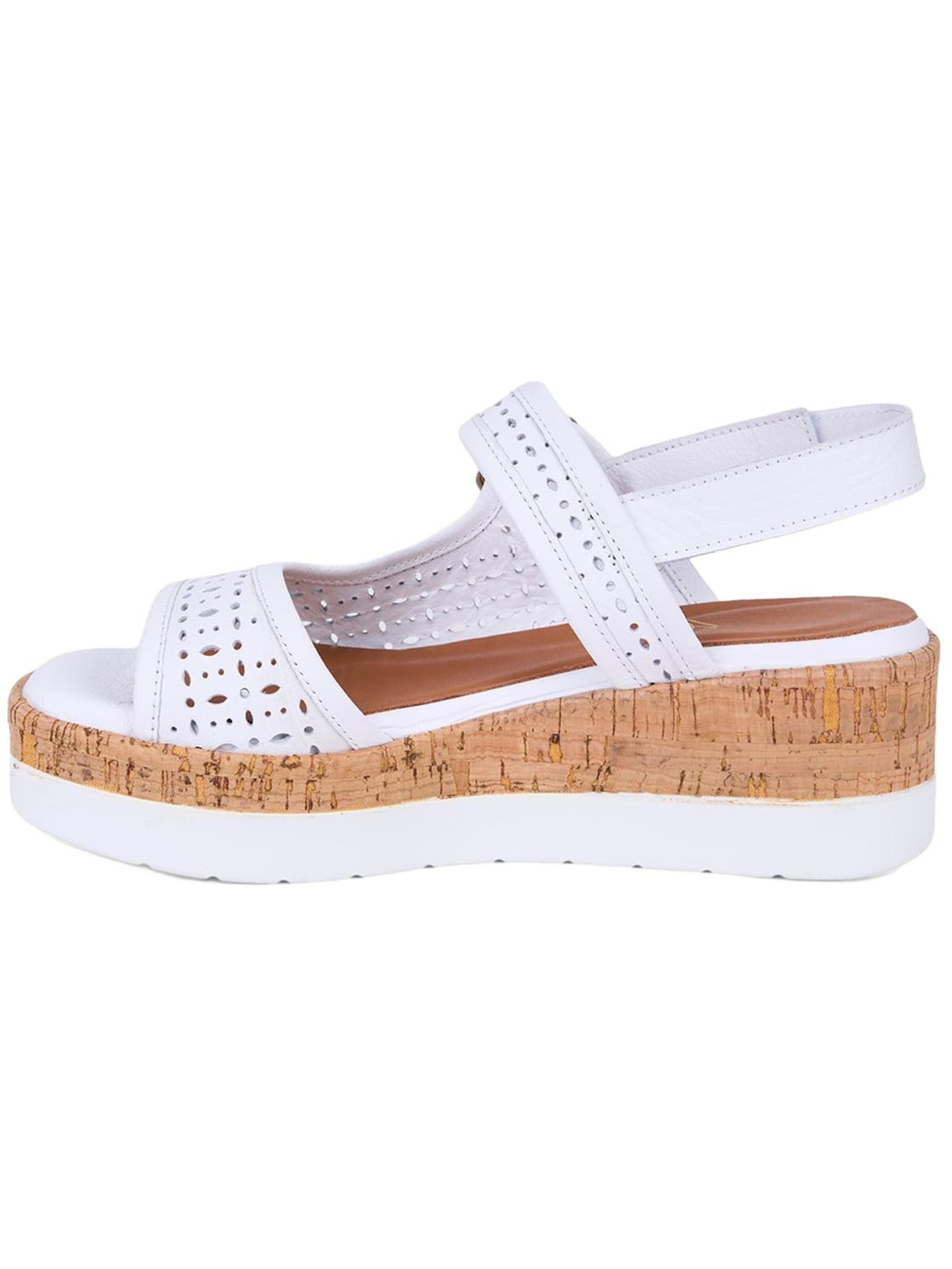 Desa - Sandalias de dedo 'DESA Damen-Keilsandalen aus perforiertem Leder' en blanco