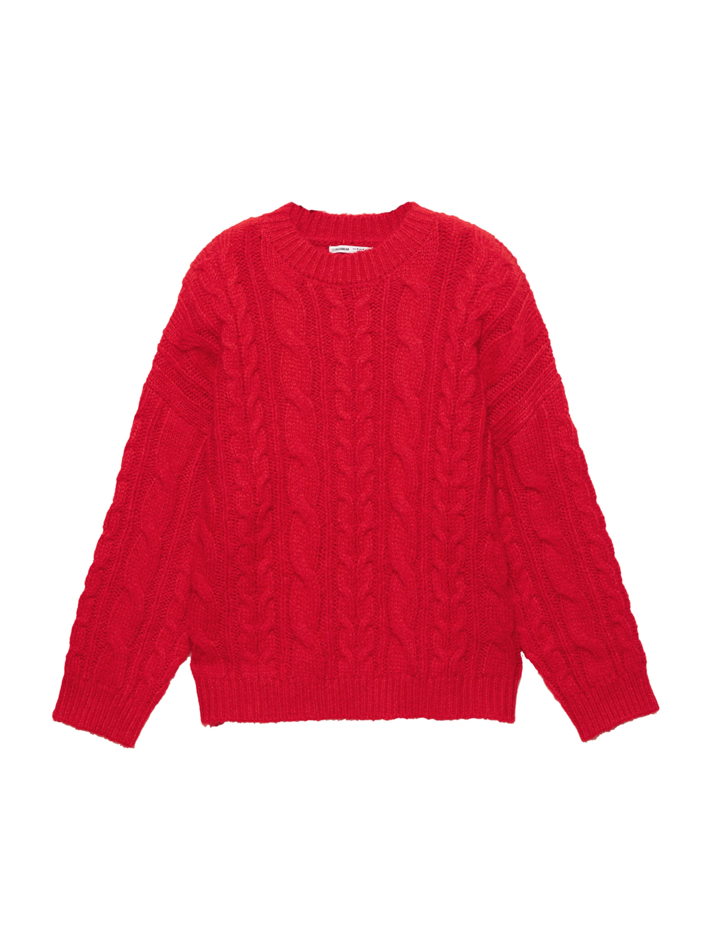 Pulovere dimensiuni mari de la Pull&Bear pe roșu: față