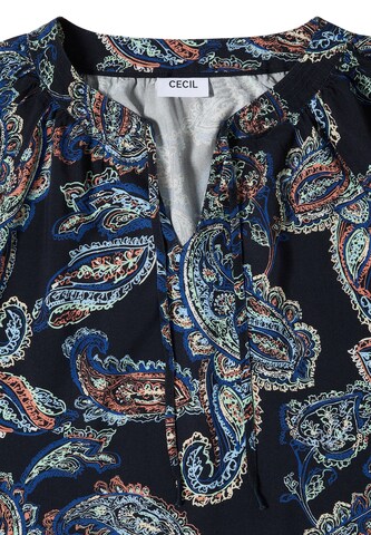 CECIL 3/4-Arm Tunika mit Split Neck und Print in Blau