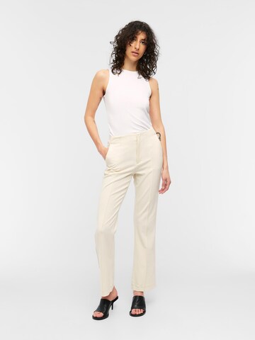 OBJECT Flared Pleat-Front Pants 'IVA LISA' in Beige